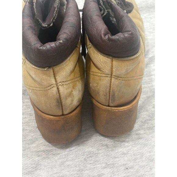 Two-Toned Boots Men's Size 9 Lace Up Mid Top Leather 90s Brown - Picture 2 of 7